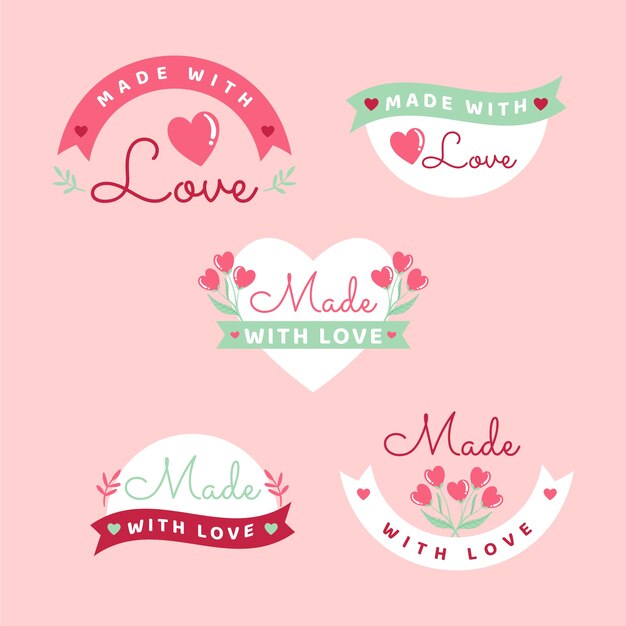 Diseño plano hecho con paquete de insignias de amor.