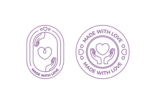 Diseño plano hecho con sellos de amor.