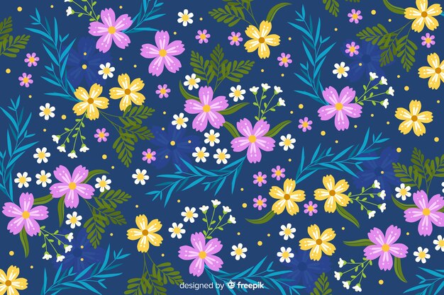 Diseño plano hermoso fondo floral