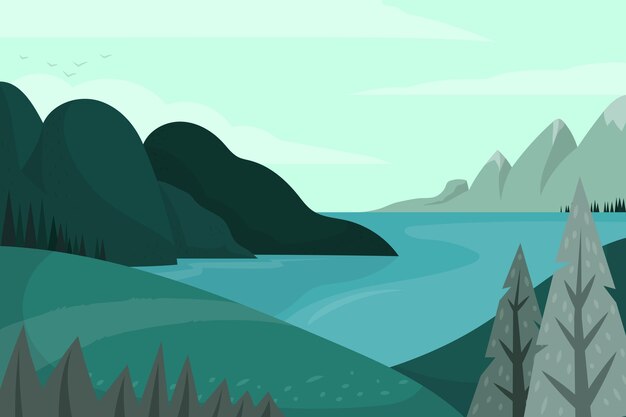 Diseño plano de hermoso paisaje.