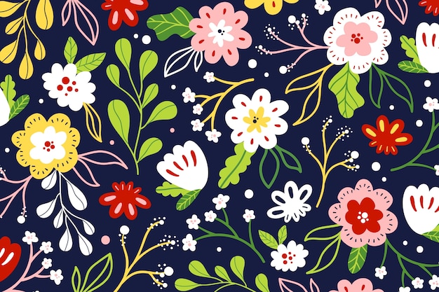 Diseño plano hermoso papel tapiz floral