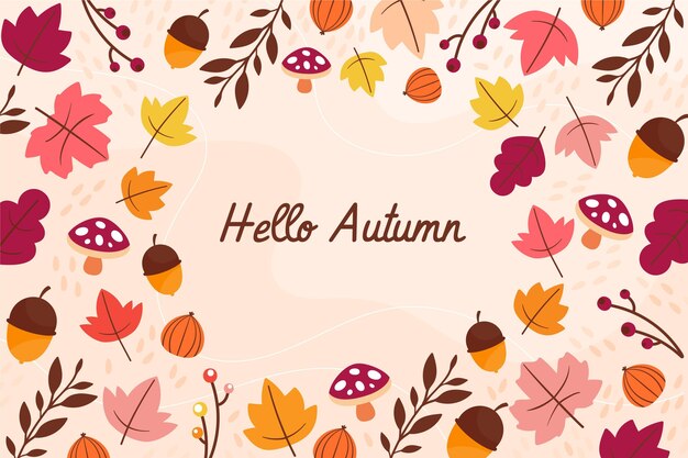 Diseño plano hola fondo otoño