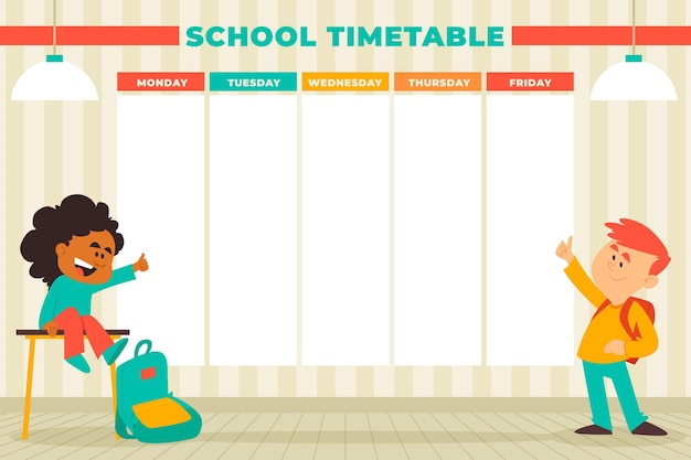 Vector gratuito diseño plano horario de regreso a la escuela con niños