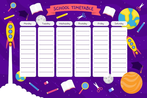 Vector gratuito diseño plano horario de regreso a la escuela