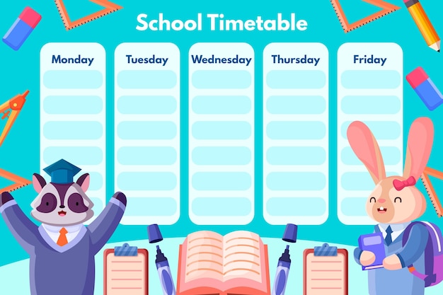 Vector gratuito diseño plano horario de regreso a la escuela