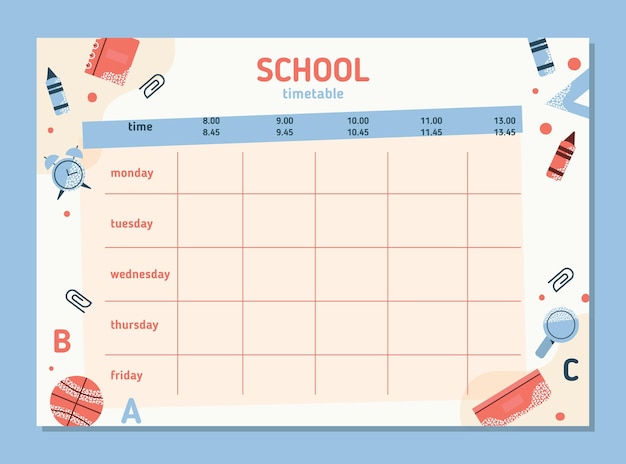 Vector gratuito diseño plano horario de regreso a la escuela