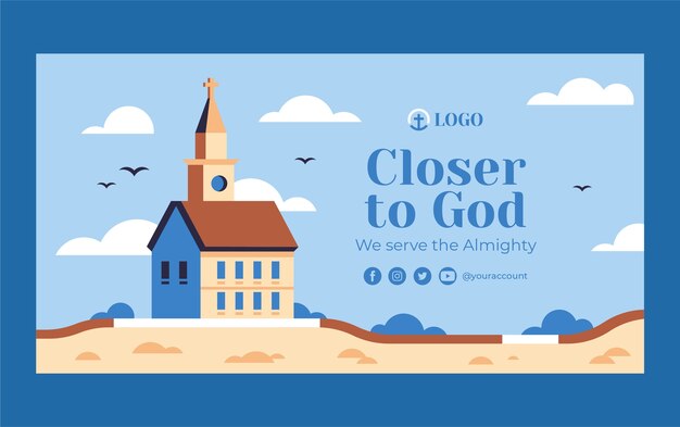 El diseño plano de la iglesia en Facebook