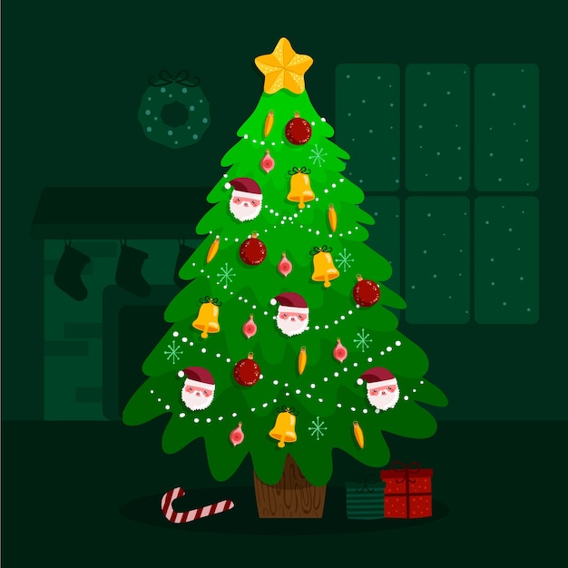 Diseño plano de ilustración de árbol de navidad