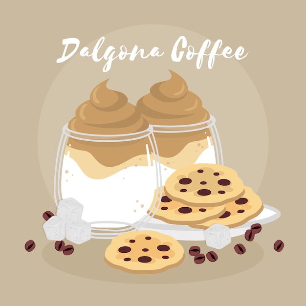 Diseño plano ilustración café dalgona