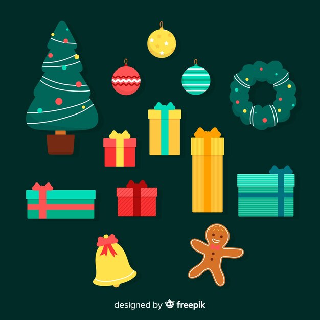 Diseño plano ilustración decoración de navidad