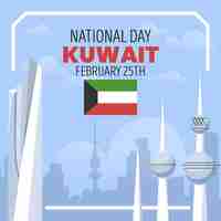 Vector gratuito diseño plano ilustración del día nacional de kuwait