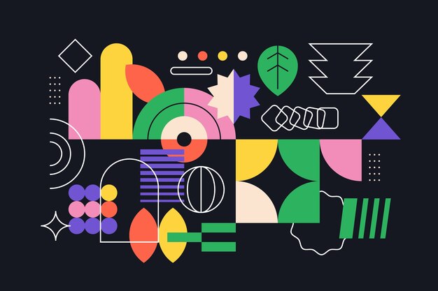diseño plano ilustración de forma geométrica retro colorida