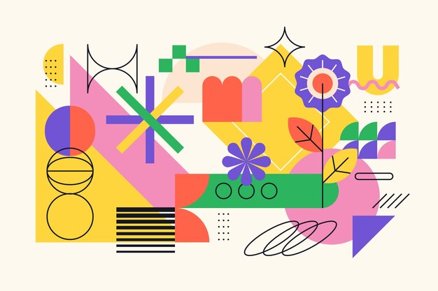 diseño plano ilustración de forma geométrica retro colorida