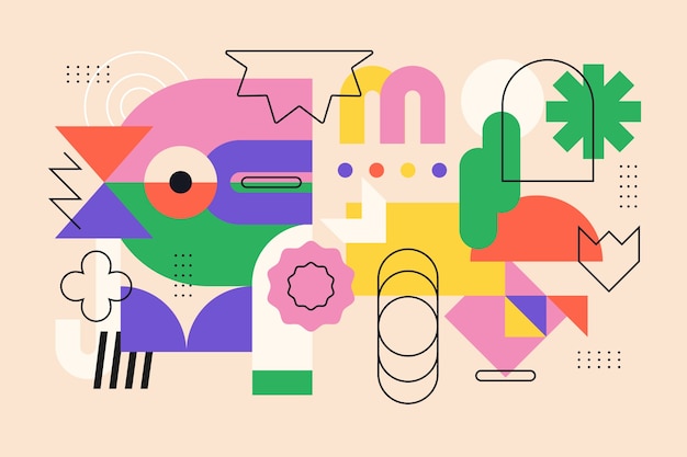 diseño plano ilustración de forma geométrica retro colorida