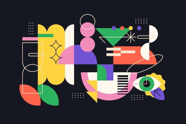 diseño plano ilustración de forma geométrica retro colorida