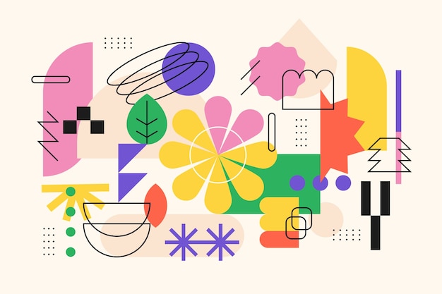 diseño plano ilustración de forma geométrica retro colorida