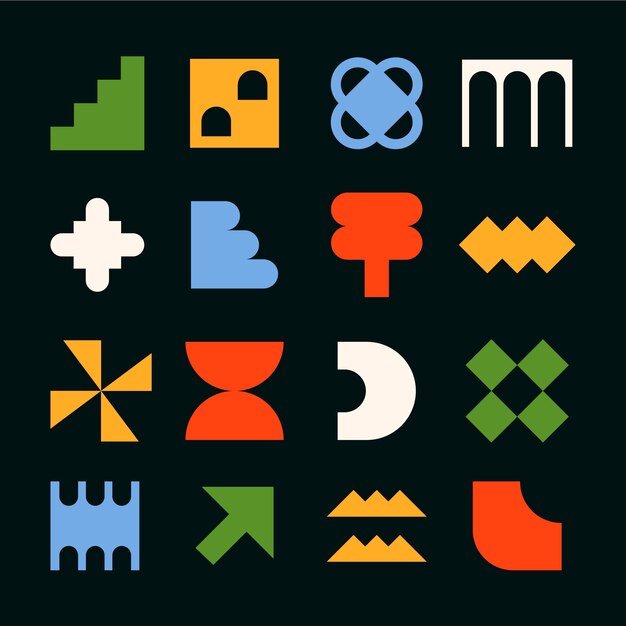 diseño plano ilustración de forma geométrica retro colorida