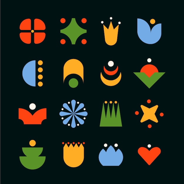 diseño plano ilustración de forma geométrica retro colorida