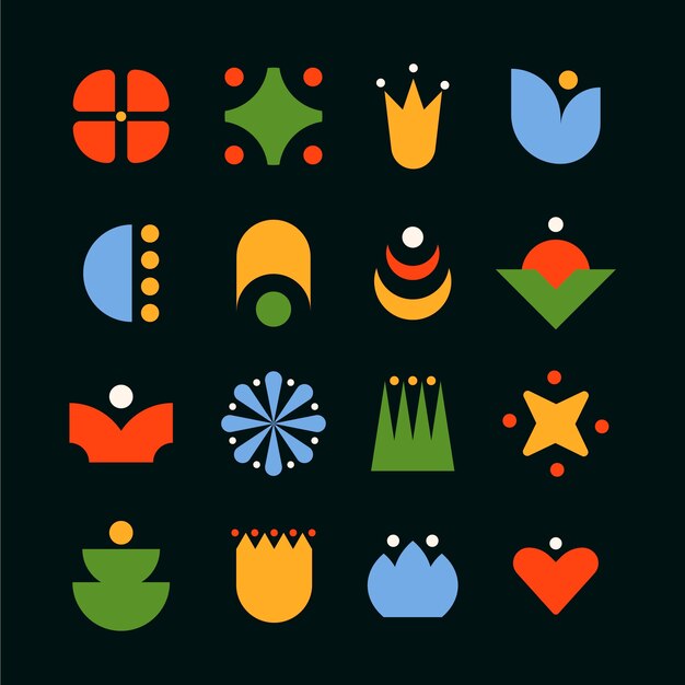 diseño plano ilustración de forma geométrica retro colorida