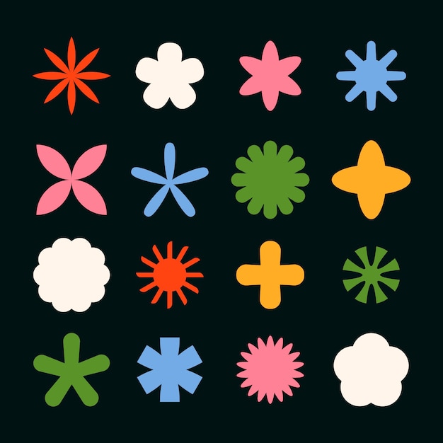 diseño plano ilustración de forma geométrica retro colorida