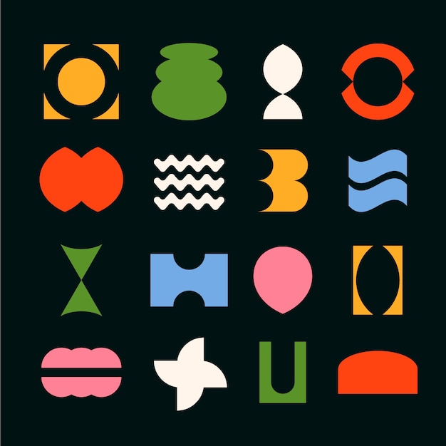 diseño plano ilustración de forma geométrica retro colorida