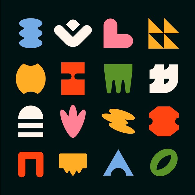 diseño plano ilustración de forma geométrica retro colorida