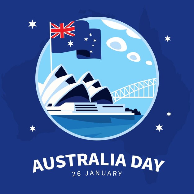 Vector gratuito diseño plano de la ilustración del puente del día de australia