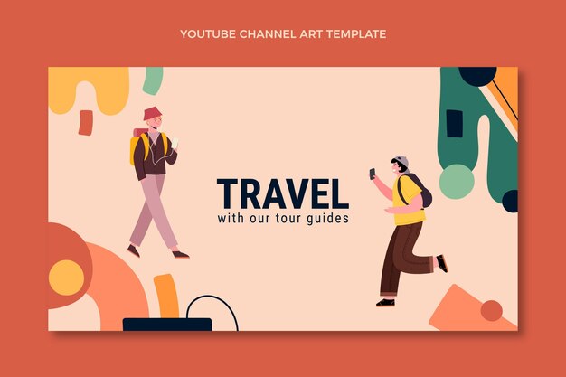 Diseño plano ilustraciones de viajes canal de youtube arte