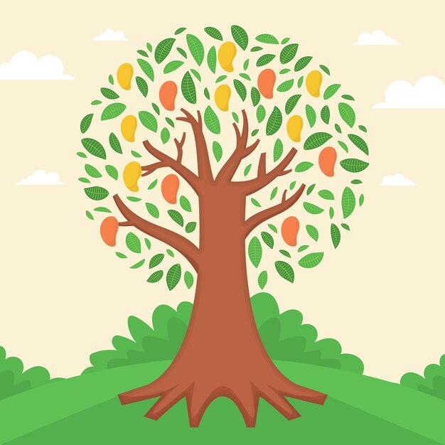 Diseño plano ilustrado árbol de mango