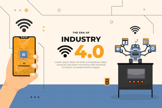 Vector gratuito el diseño plano de la industria 4.0