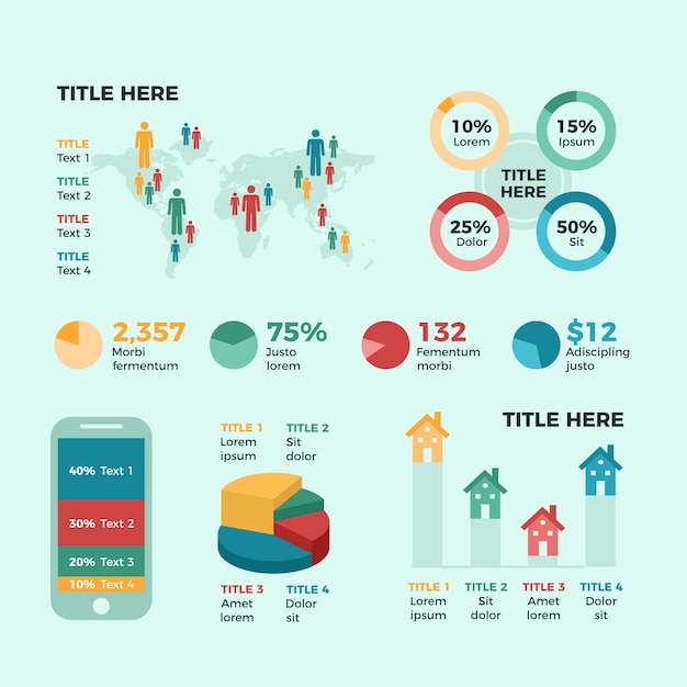 Vector gratuito diseño plano infografía con colores retro.