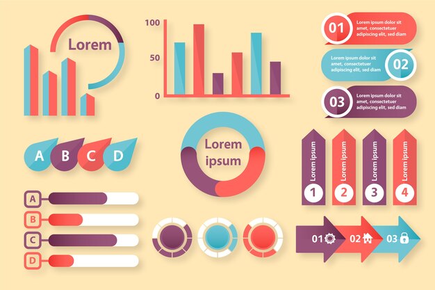 Diseño plano infografía con colores retro.