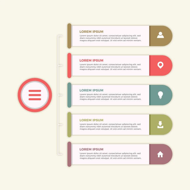Diseño plano infografía con colores retro.