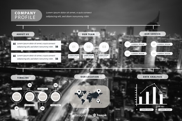 Diseño plano de infografía empresarial con foto