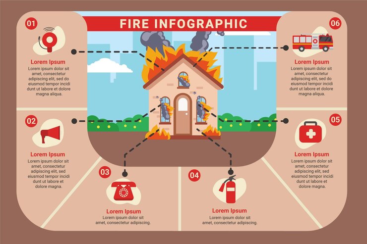 Vector gratuito diseño plano de infografía de fuego.