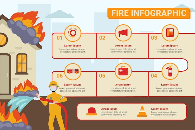 Vector gratuito diseño plano de infografía de fuego.