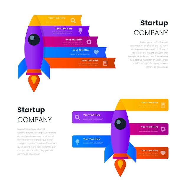 Diseño plano de infografía de inicio