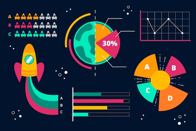 Vector gratuito diseño plano para infografía universo