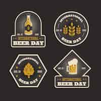 Vector gratuito diseño plano de las insignias del día internacional de la cerveza