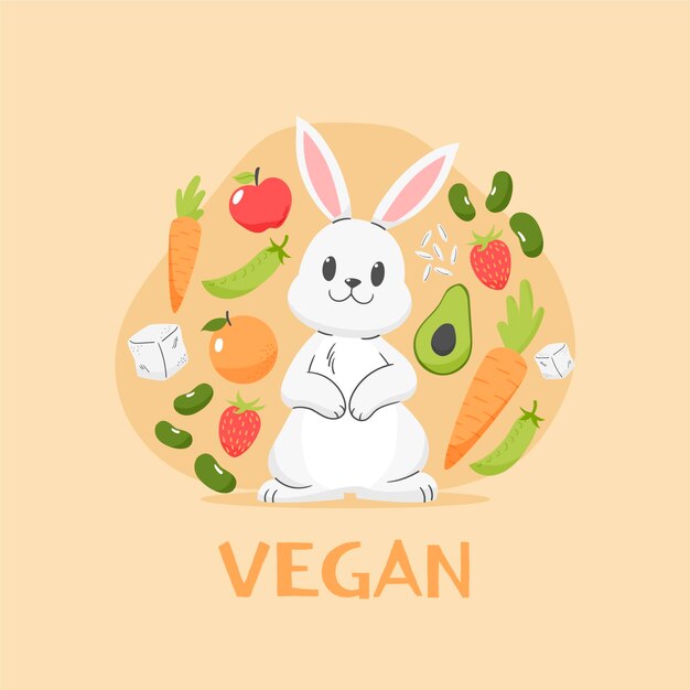 Diseño plano libre de crueldad y ilustración vegana.
