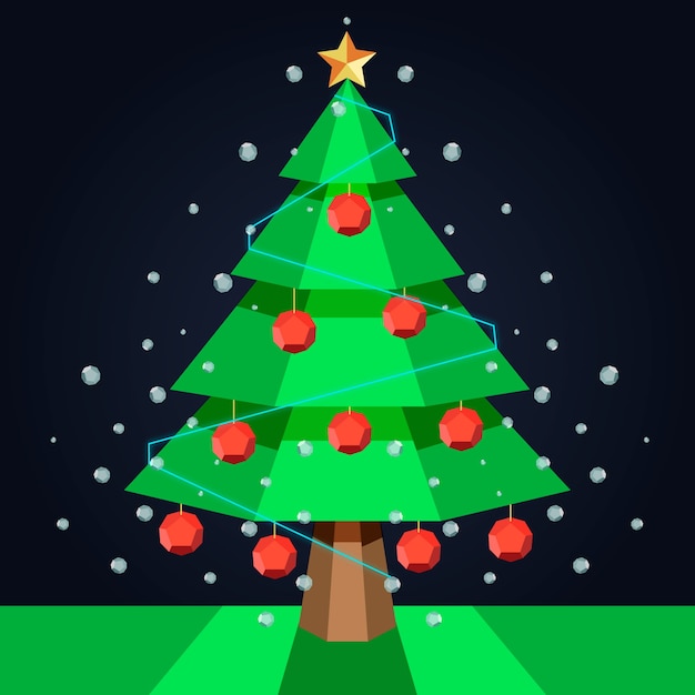 Diseño plano con lindo árbol de navidad