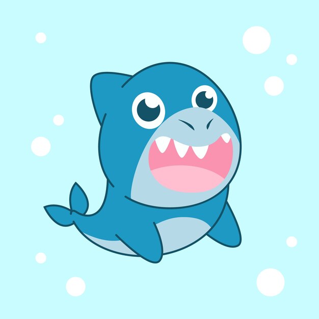 Diseño plano lindo bebé tiburón
