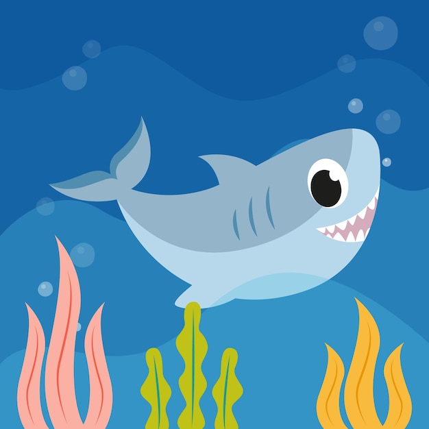Diseño plano lindo bebé tiburón