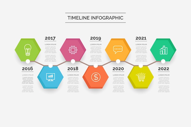 Diseño plano línea de tiempo infografía