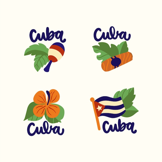 Diseño plano de logos cubanos