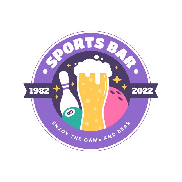 Diseño plano del logotipo del bar deportivo