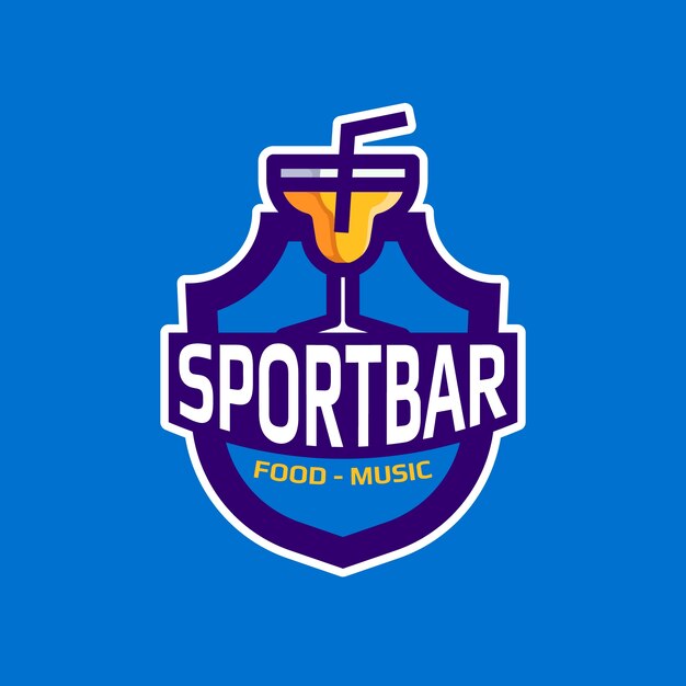 Diseño plano del logotipo del bar deportivo
