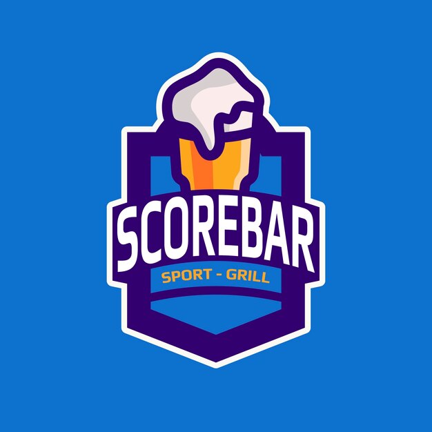 Diseño plano del logotipo del bar deportivo