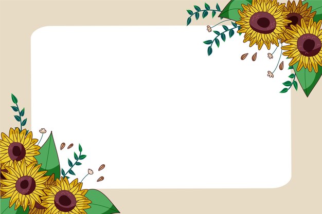 Diseño plano de marco de girasol