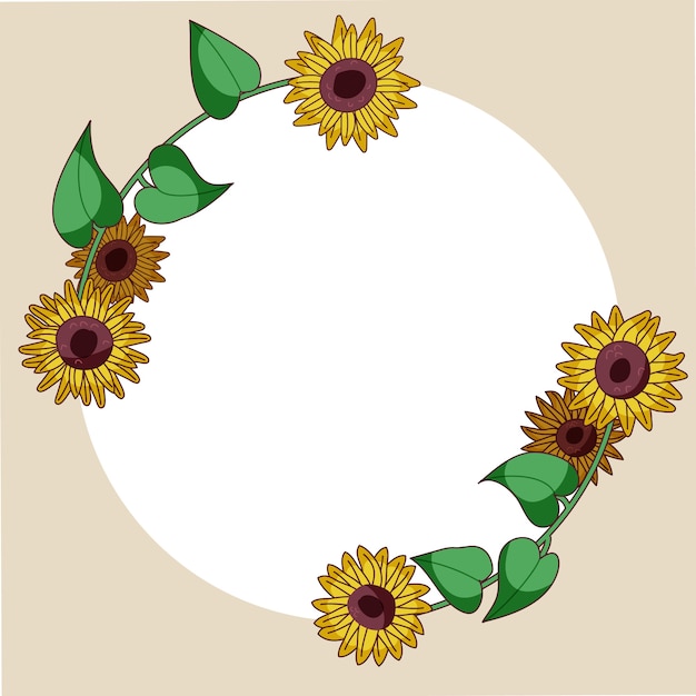 Diseño plano de marco de girasol